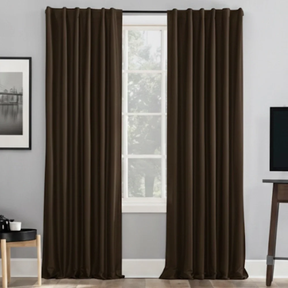 Sun Zero Faux Dupioni Silk Thermal Blackout Back Tab Curtain  50